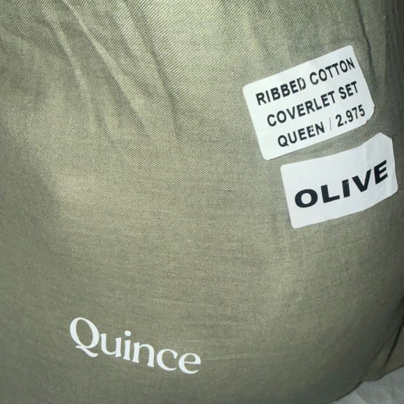 Quince Organic Ribbed Cotton Coverlet Set Olive Full/Queen - Picture 10 of 10